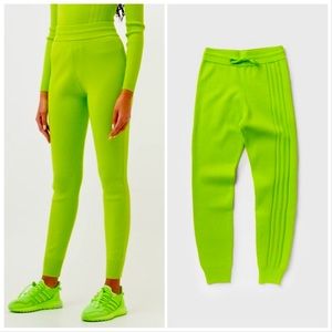 IVY PARK X Adidas Halls of Ivy 3-Stripes Semi Solar Slime Ribbed Knit Joggers